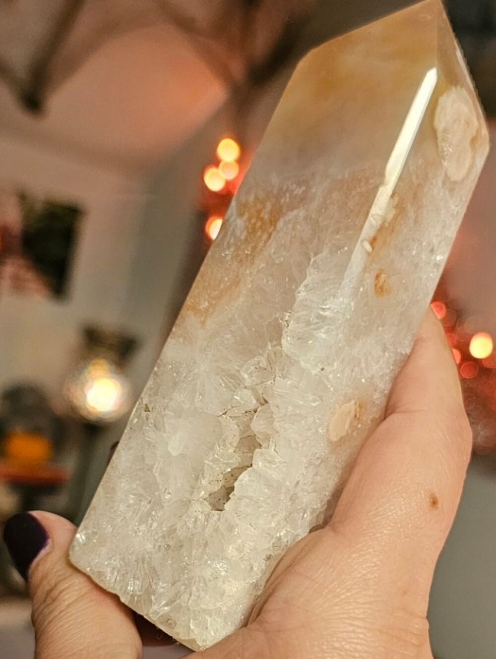 🌸Big Stunning Chunky Pink Amethyst & Peach Flower Agate Tower & Rainbow Quartz!